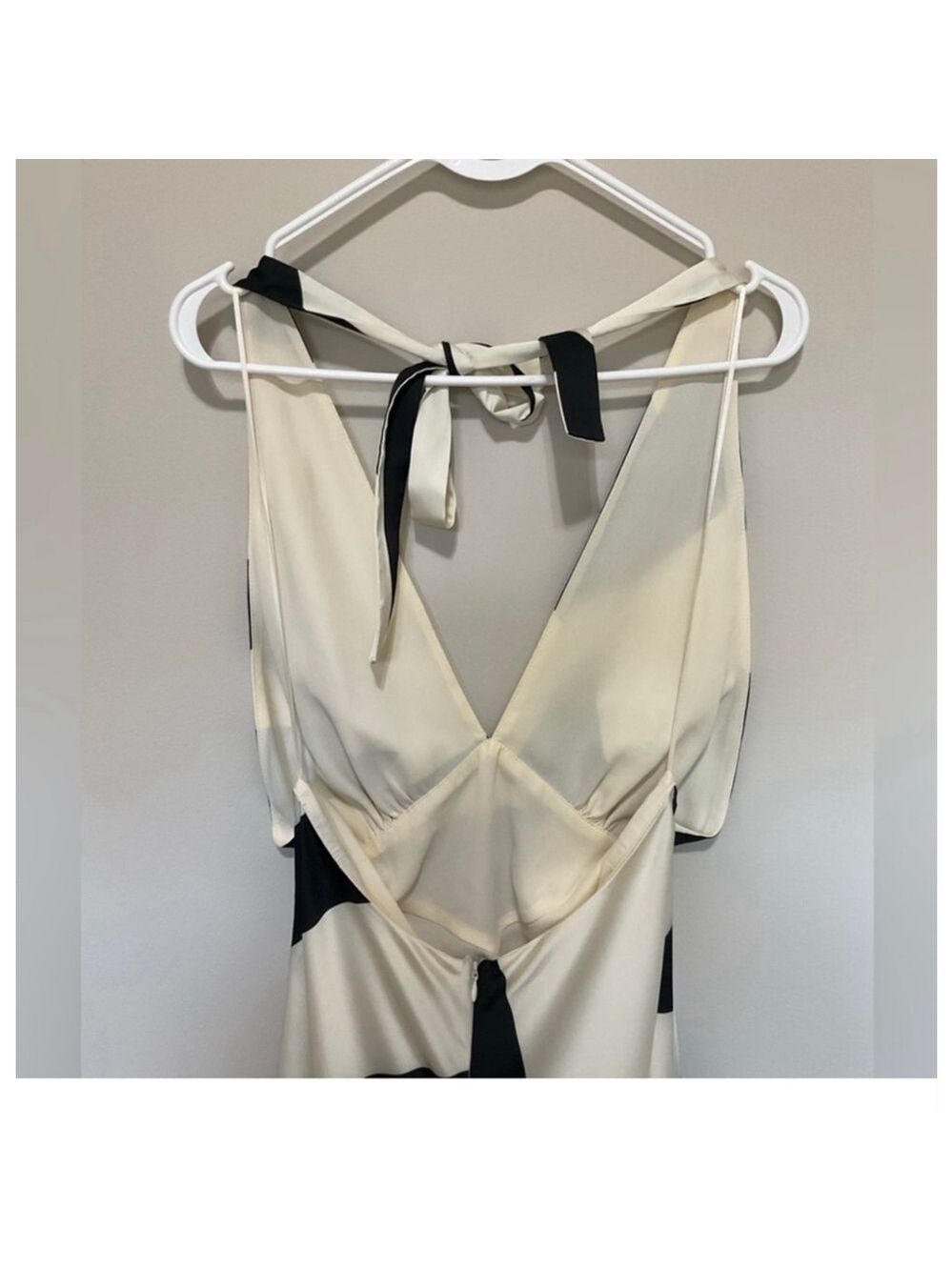 Anthropologie Bardot Citron Black Cream Abstract Halter Midi Dress - Picture 8 of 16